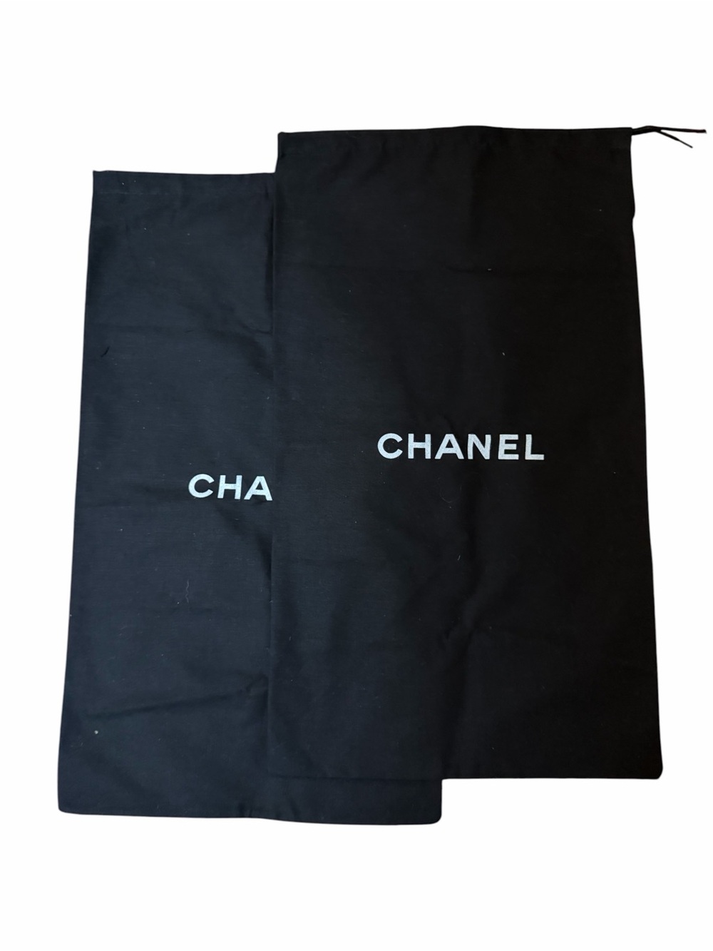 Authentic Chanel Black Boot Shoe Dust Bag 12” x 21” Drawstring Storage Bag